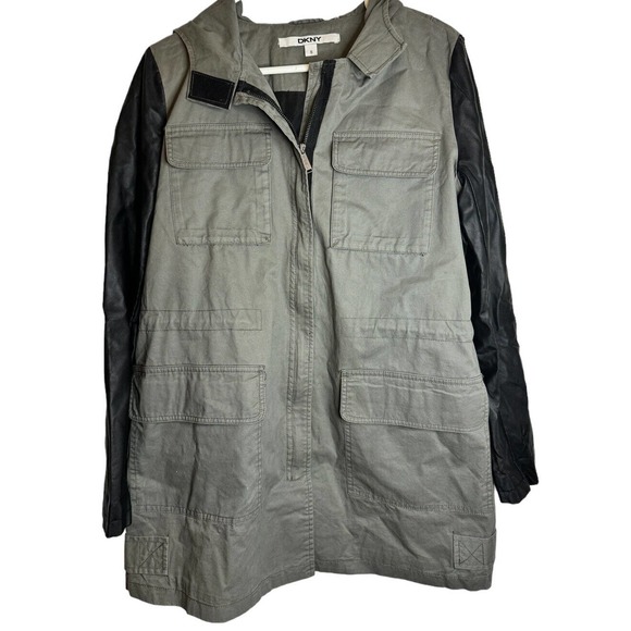 DKNY mixed media jacket size S beige/black - Picture 1 of 5